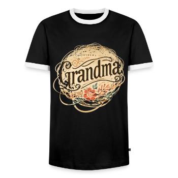 Celebrate the Heart and Warmth of the Grandma Family - Men's Ringer Shirt - black/white - Front - AI Model Female 172 light (172cm) & AI Model Male 178 light (178cm)