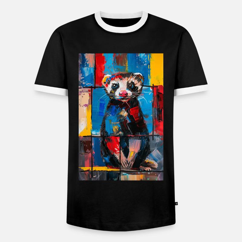 Frettchen - Männer Kontrast-T-Shirt - Schwarz/Weiß