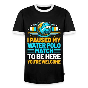 I Paused My Water Polo Match To Be Here You're Wel - Men's Ringer Shirt - black/white - Front - AI Model Female 172 light (172cm) & AI Model Male 178 light (178cm)