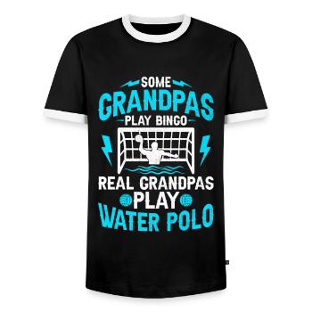 Some Grandpas Play Bingo Real Grandpas Play Water - Men's Ringer Shirt - black/white - Front - AI Model Female 172 light (172cm) & AI Model Male 178 light (178cm)