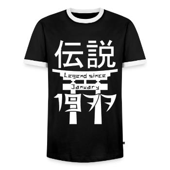 Legend since January 1977 Geburtstag Geschenk - Männer Kontrast-T-Shirt - Schwarz/Weiß - Vorne - AI Model Female 172 light (172cm) & AI Model Male 178 light (178cm)