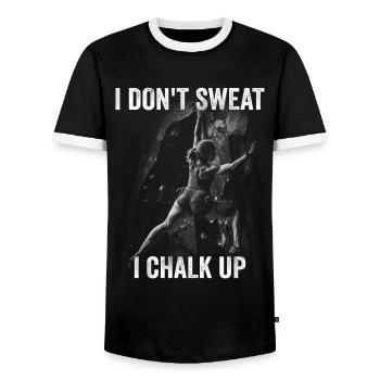 Ich Schwitze Nicht, Ich Kreide Boulder - Männer Kontrast-T-Shirt - Schwarz/Weiß - Vorne - AI Model Female 172 light (172cm) & AI Model Male 178 light (178cm)