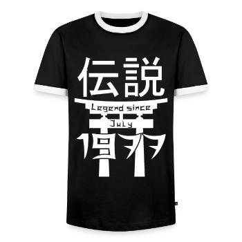Legend since July 1977 Geburtstag Geschenk - Männer Kontrast-T-Shirt - Schwarz/Weiß - Vorne - AI Model Female 172 light (172cm) & AI Model Male 178 light (178cm)
