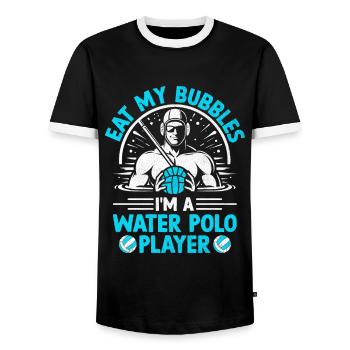 Mange mes bulles Je suis un joueur de water-polo Pol aquatique - T-shirt contrasté Homme - noir/blanc - Devant - AI Model Female 172 light (172cm) & AI Model Male 178 light (178cm)