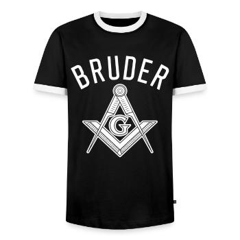 Masonic Brother - Men's Ringer Shirt - black/white - Front - AI Model Female 172 light (172cm) & AI Model Male 178 light (178cm)