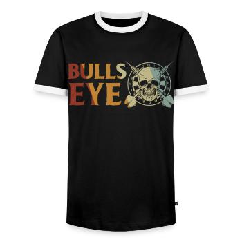 Dart Gift Dartboard Darts Player Bullseye - Men's Ringer Shirt - black/white - Front - AI Model Female 172 light (172cm) & AI Model Male 178 light (178cm)