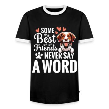 Hund: Manche Beste Freunde Sagen Nie Ein Wort - Männer Kontrast-T-Shirt - Schwarz/Weiß - Vorne - AI Model Female 172 light (172cm) & AI Model Male 178 light (178cm)
