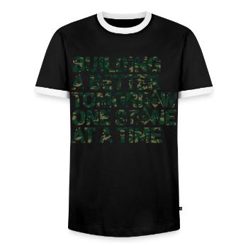 Mason Masonic Camo Freemason - Männer Kontrast-T-Shirt - Schwarz/Weiß - Vorne - AI Model Female 172 light (172cm) & AI Model Male 178 light (178cm)