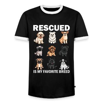 Rescued Is My Favorite Breed, dog rescue - Männer Kontrast-T-Shirt - Schwarz/Weiß - Vorne - AI Model Female 172 light (172cm) & AI Model Male 178 light (178cm)