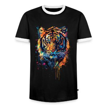 Tiger - Men's Ringer Shirt - black/white - Front - AI Model Female 172 light (172cm) & AI Model Male 178 light (178cm)