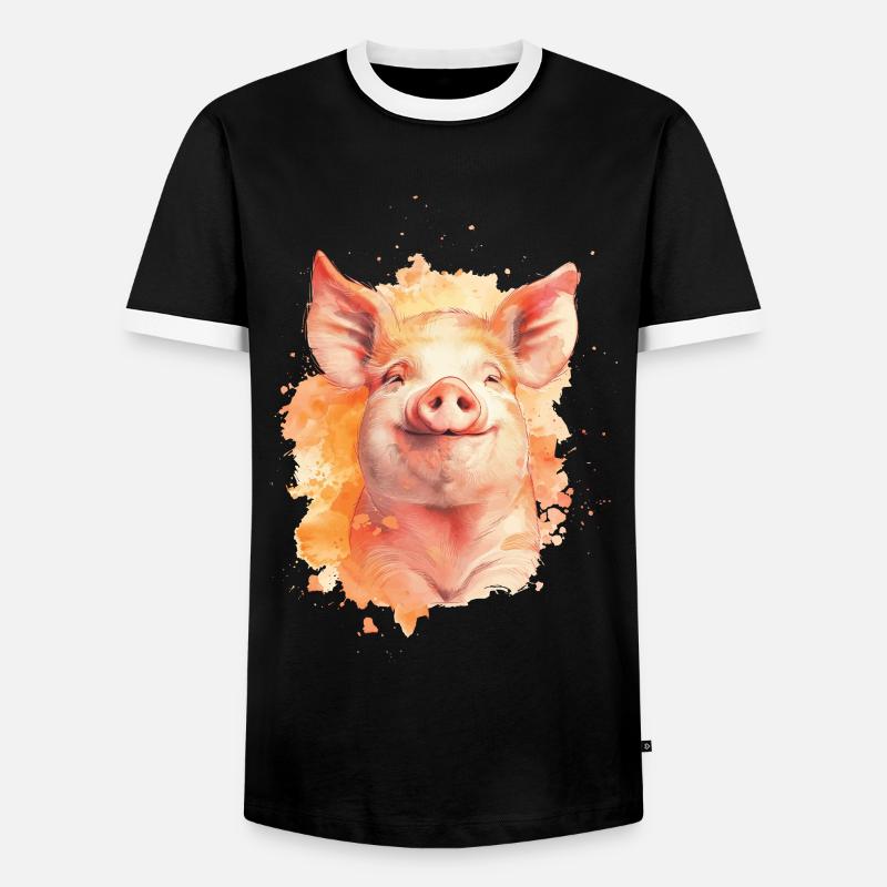 Pig - Men's Ringer Shirt - black/white