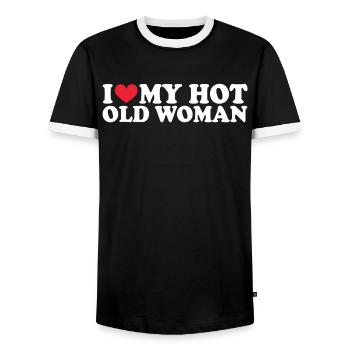 Girlfriend Girlfriend Relationship Couple Love Couple - Men's Ringer Shirt - black/white - Front - AI Model Female 172 light (172cm) & AI Model Male 178 light (178cm)