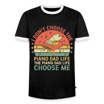 Das Klavier Papa Leben Wähle mich Pianist Keyboarder P - Männer Kontrast-T-Shirt - Schwarz/Weiß - Vorne - AI Model Female 172 light (172cm) & AI Model Male 178 light (178cm)
