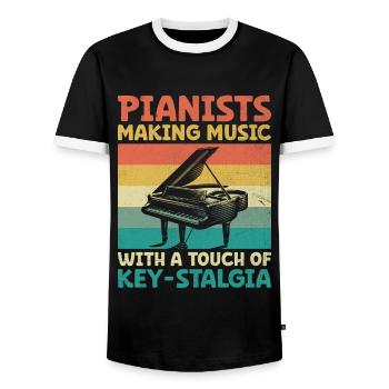 Pianisten, die Musik machen mit einem Hauch von Tasten-Stalgie - Männer Kontrast-T-Shirt - Schwarz/Weiß - Vorne - AI Model Female 172 light (172cm) & AI Model Male 178 light (178cm)