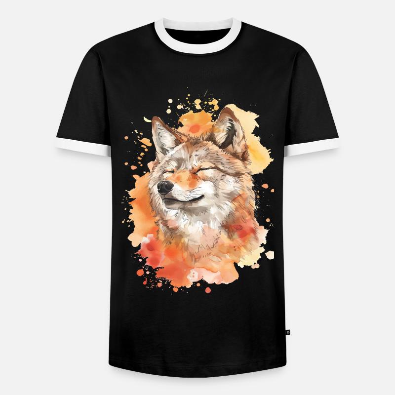 Wolf - Men's Ringer Shirt - black/white
