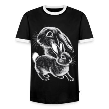 Kaninchen - Männer Kontrast-T-Shirt - Schwarz/Weiß - Vorne - AI Model Female 172 light (172cm) & AI Model Male 178 light (178cm)