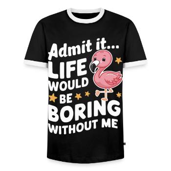 Flamingo Tier Rosa - Männer Kontrast-T-Shirt - Schwarz/Weiß - Vorne - AI Model Female 172 light (172cm) & AI Model Male 178 light (178cm)