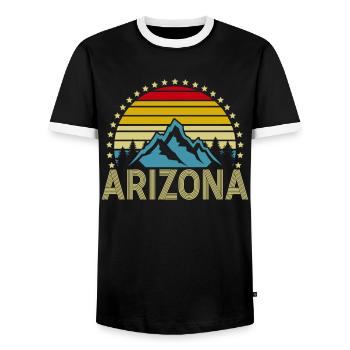 Arizona State Sedona Phoenix Grand Canyon AZ - Men's Ringer Shirt - black/white - Front - AI Model Female 172 light (172cm) & AI Model Male 178 light (178cm)