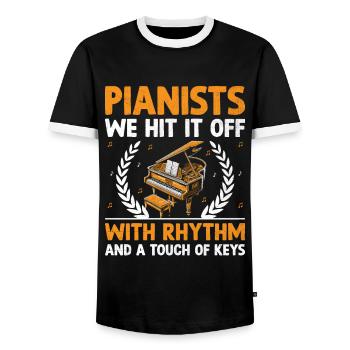 Pianisten Wir verstanden uns mit Rhythmus und A Toch Of K - Männer Kontrast-T-Shirt - Schwarz/Weiß - Vorne - AI Model Female 172 light (172cm) & AI Model Male 178 light (178cm)