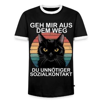 Get out of my way, you unnecessary social contact - Men's Ringer Shirt - black/white - Front - AI Model Female 172 light (172cm) & AI Model Male 178 light (178cm)