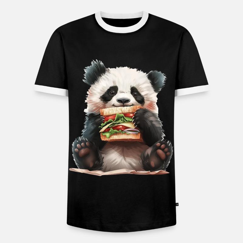 Panda - Männer Kontrast-T-Shirt - Schwarz/Weiß