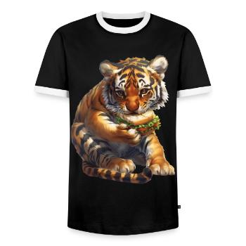 Tiger - Men's Ringer Shirt - black/white - Front - AI Model Female 172 light (172cm) & AI Model Male 178 light (178cm)