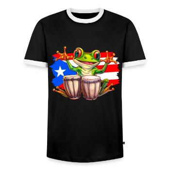 Puerto rican coqui frog taino - Männer Kontrast-T-Shirt - Schwarz/Weiß - Vorne - AI Model Female 172 light (172cm) & AI Model Male 178 light (178cm)
