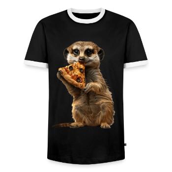 Meerkat - Men's Ringer Shirt - black/white - Front - AI Model Female 172 light (172cm) & AI Model Male 178 light (178cm)