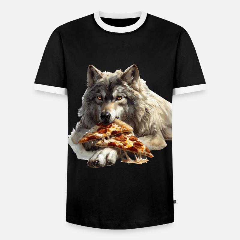 Wolf - Men's Ringer Shirt - black/white
