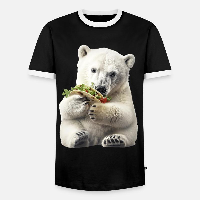 Eisbär - Männer Kontrast-T-Shirt - Schwarz/Weiß