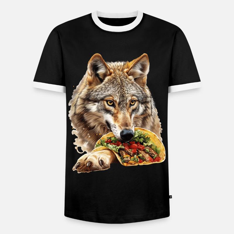 Wolf - Men's Ringer Shirt - black/white