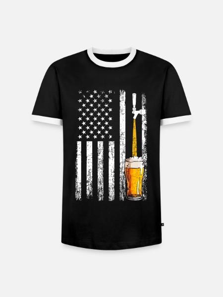 Crafbeer american flag, brewing - Männer Kontrast-T-Shirt - Schwarz/Weiß