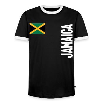 Jamaïque Jamaïque Rasta Raggea Drapeau Rastafari - T-shirt contrasté Homme - noir/blanc - Devant - AI Model Female 172 light (172cm) & AI Model Male 178 light (178cm)