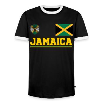 Jamaïque Jamaïque Rasta Raggea Drapeau Rastafari - T-shirt contrasté Homme - noir/blanc - Devant - AI Model Female 172 light (172cm) & AI Model Male 178 light (178cm)