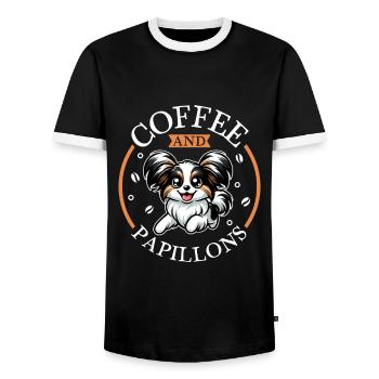 Coffee and Papillon - Men's Ringer Shirt - black/white - Front - AI Model Female 172 light (172cm) & AI Model Male 178 light (178cm)