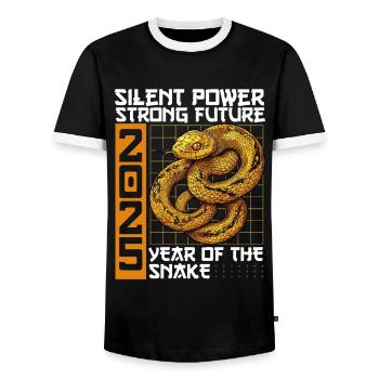 Year of the Wood Snake Chinese New Year 2025 - Männer Kontrast-T-Shirt - Schwarz/Weiß - Vorne - AI Model Female 172 light (172cm) & AI Model Male 178 light (178cm)