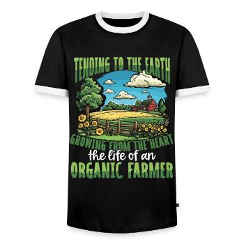 Tending the Earth Organic Farmer Life Farming - Männer Kontrast-T-Shirt - Schwarz/Weiß - Vorne - AI Model Female 172 light (172cm) & AI Model Male 178 light (178cm)