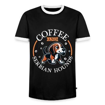 Kaffee und Serbischer Laufhund - Männer Kontrast-T-Shirt - Schwarz/Weiß - Vorne - AI Model Female 172 light (172cm) & AI Model Male 178 light (178cm)