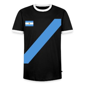 Argentine Cadeau Argentine Drapeau argentin - T-shirt contrasté Homme - noir/blanc - Devant - AI Model Female 172 light (172cm) & AI Model Male 178 light (178cm)