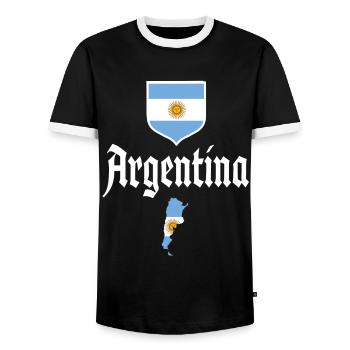 Argentine Cadeau Argentine Drapeau argentin - T-shirt contrasté Homme - noir/blanc - Devant - AI Model Female 172 light (172cm) & AI Model Male 178 light (178cm)