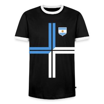 Argentinien Geschenk Argentina Argentine Flagge - Männer Kontrast-T-Shirt - Schwarz/Weiß - Vorne - AI Model Female 172 light (172cm) & AI Model Male 178 light (178cm)