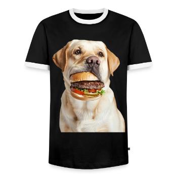 Labrador Retriever - Men's Ringer Shirt - black/white - Front - AI Model Female 172 light (172cm) & AI Model Male 178 light (178cm)