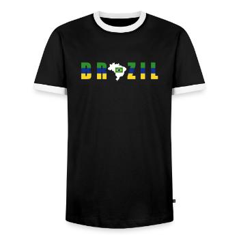 Brasilien Brazil shirt Brasilianer Rio de Janeirao - Männer Kontrast-T-Shirt - Schwarz/Weiß - Vorne - AI Model Female 172 light (172cm) & AI Model Male 178 light (178cm)