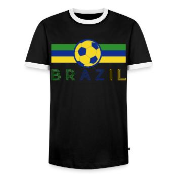 Brasilien Brazil shirt Brasilianer Rio de Janeirao - Männer Kontrast-T-Shirt - Schwarz/Weiß - Vorne - AI Model Female 172 light (172cm) & AI Model Male 178 light (178cm)
