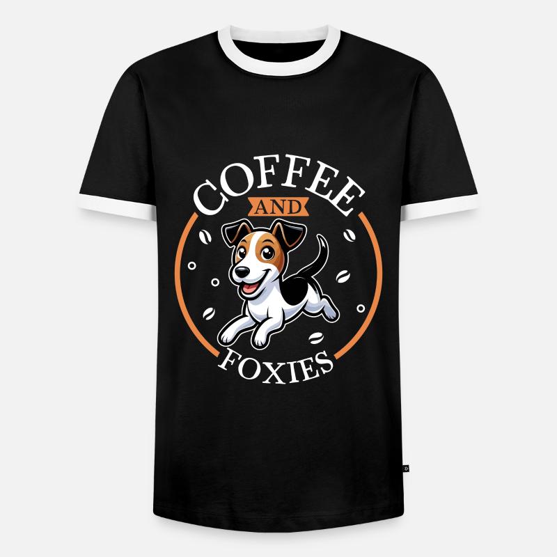 Kaffee und Glatthaar-Foxterrier - Männer Kontrast-T-Shirt - Schwarz/Weiß