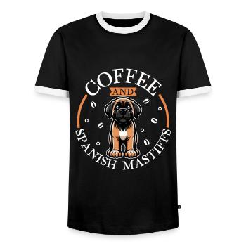 Coffee and Mastín Español - Men's Ringer Shirt - black/white - Front - AI Model Female 172 light (172cm) & AI Model Male 178 light (178cm)