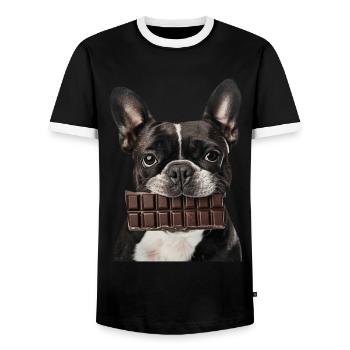 Boston Terrier - Männer Kontrast-T-Shirt - Schwarz/Weiß - Vorne - AI Model Female 172 light (172cm) & AI Model Male 178 light (178cm)