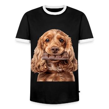 Cocker Spaniel - Men's Ringer Shirt - black/white - Front - AI Model Female 172 light (172cm) & AI Model Male 178 light (178cm)