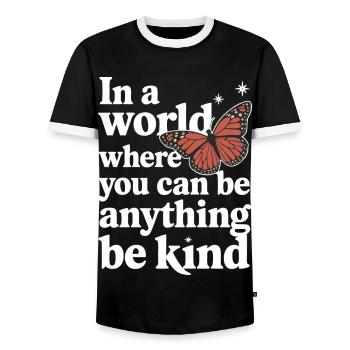 Schmetterling Monarchfalter Bunt Schmetterlinge - Männer Kontrast-T-Shirt - Schwarz/Weiß - Vorne - AI Model Female 172 light (172cm) & AI Model Male 178 light (178cm)