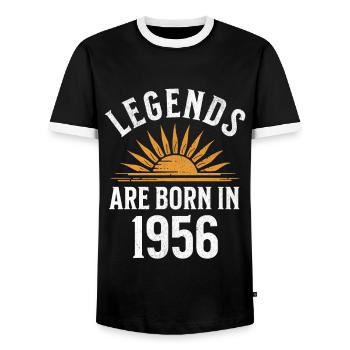 Des légendes sont nées en 1956 – idée cadeau - T-shirt contrasté Homme - noir/blanc - Devant - AI Model Female 172 light (172cm) & AI Model Male 178 light (178cm)